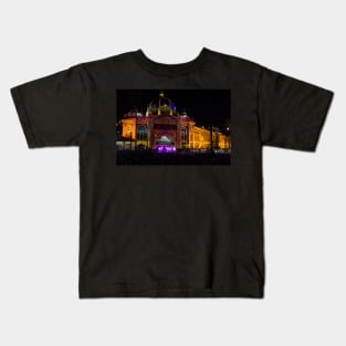 Electric Night at Flinders St Station Kids T-Shirt